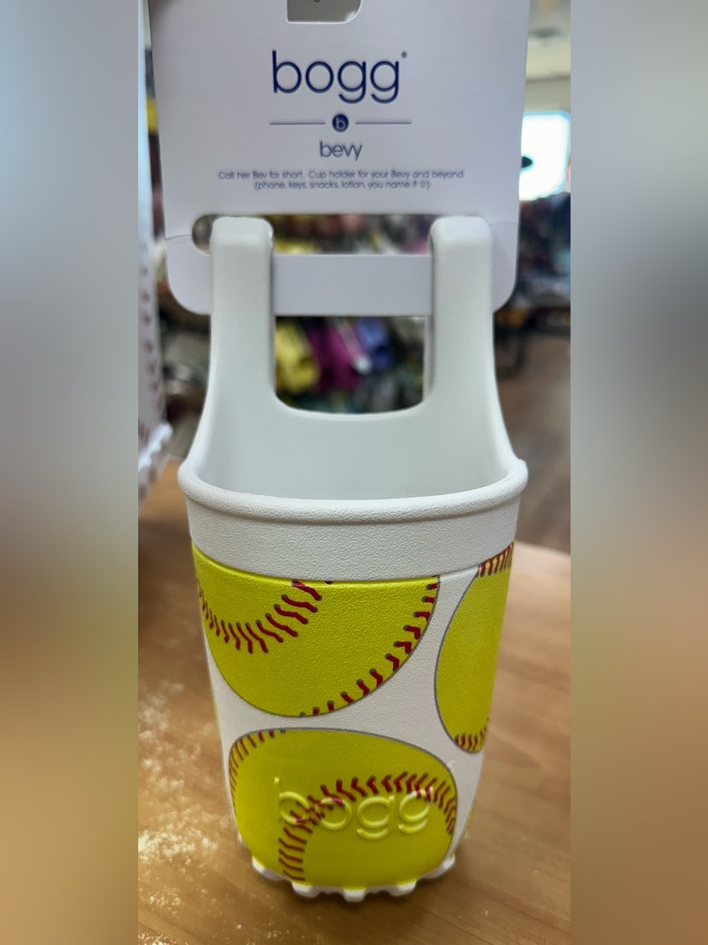 Bogg Bevy White Softball-Themed Cup holder